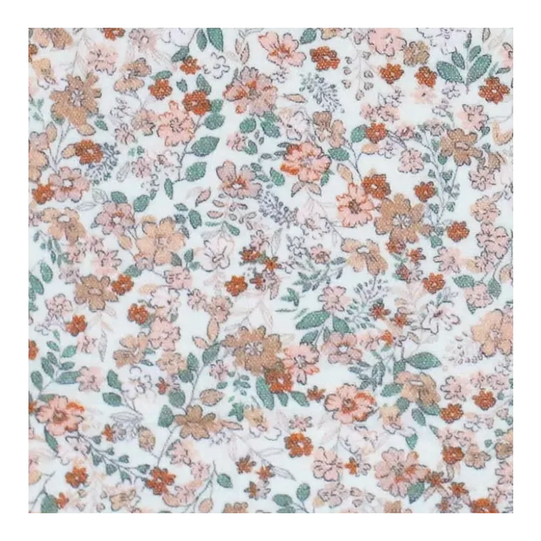 Double gaze motifs fleurs Cacao et vert