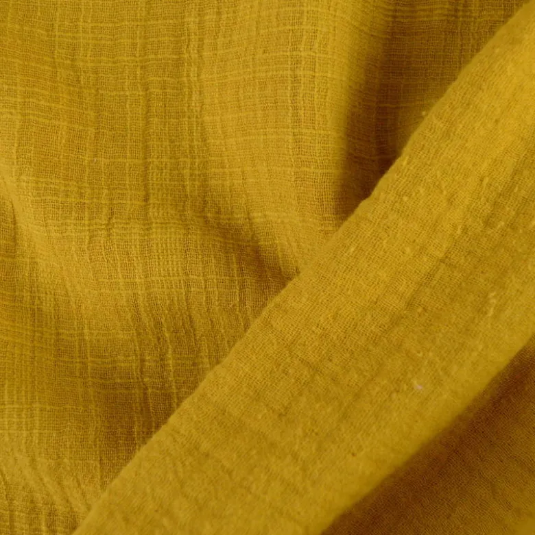 Double gaze Slub effet lin coloris Moutarde - OEKO TEX