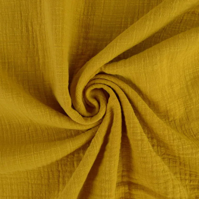 Double gaze Slub effet lin coloris Moutarde - OEKO TEX