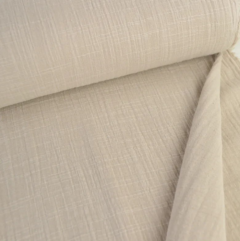 Double gaze Slub effet lin coloris Beige - OEKO TEX