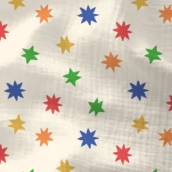 Double gaze Stoun motif étoiles fond écru - OEKO TEX