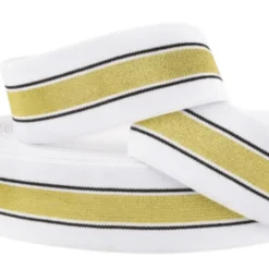 Elastique Lurex à rayures Blanc et Or 40mm - au mètre