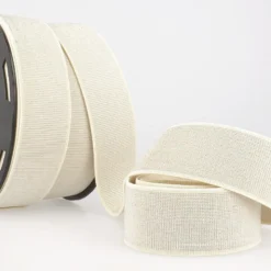 Elastique METAL Souple 40mm coloris Ecru et lurex Argent
