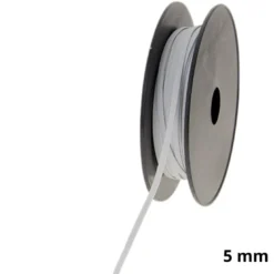 Elastique tresse plate 6 gommes - Largeur 5mm Blanc