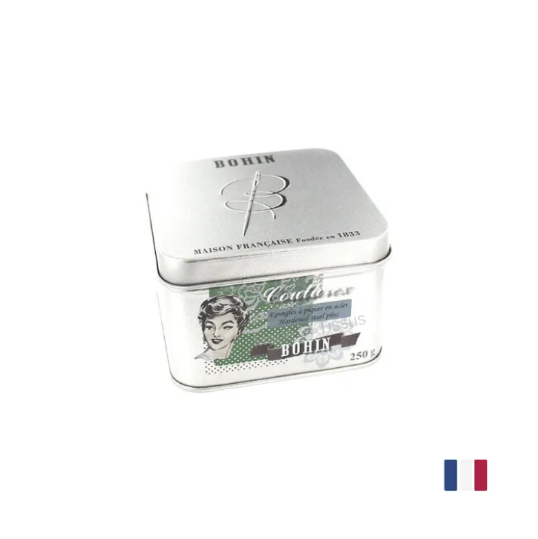 Epingles Extra fines N°4 Bohin, 30 X 0.60 mm - Boite Vintage de 250 g