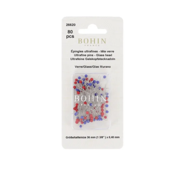 Epingles Ultra Fine - Tête en Verre de Murano Bohin x80