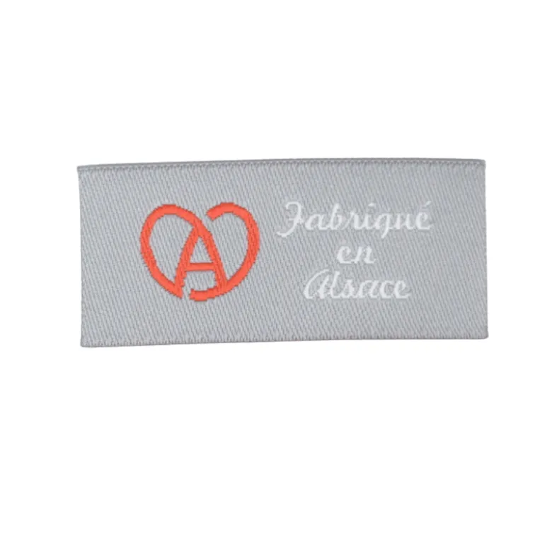 Etiquette tissée à coudre message "Fabriqué en Alsace" 20x45mm