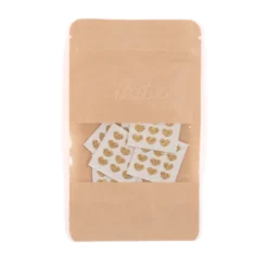 Etiquette tissée motifs petits coeurs doré fond écru - Ikatee