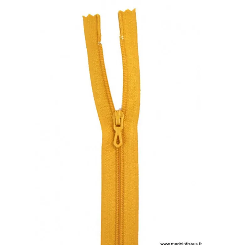 Fermeture éclair en nylon. col 674 Jaune moutarde