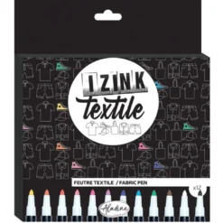 Feutres Textiles 12 couleurs Permanents - Izink textile