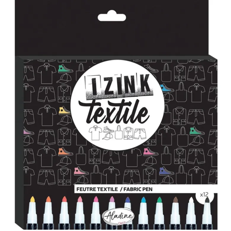 Feutres Textiles 12 couleurs Permanents - Izink textile