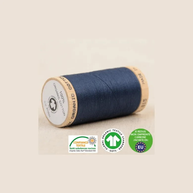 Fil à coudre Bio Gots 100% coton - 275 m - Bleu marine
