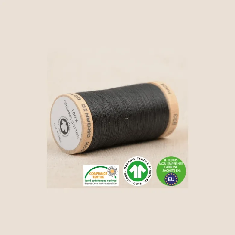 Fil à coudre Bio Gots 100% coton - 275 m - Gris acier