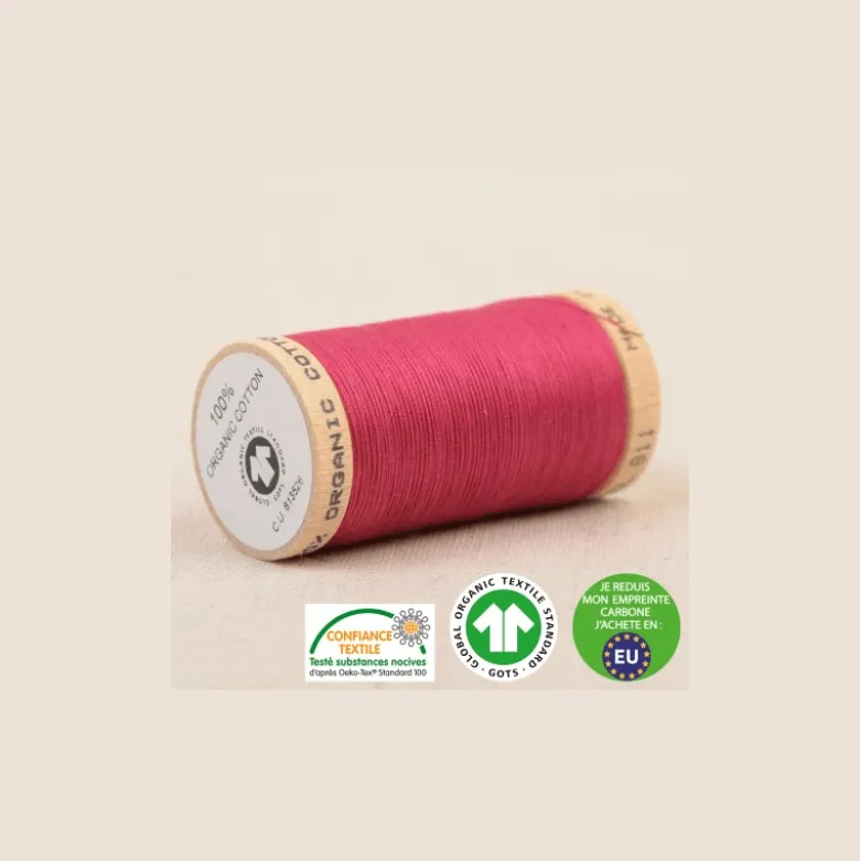 Fil à coudre Bio Gots 100% coton - 275 m - Rose Fuchsia