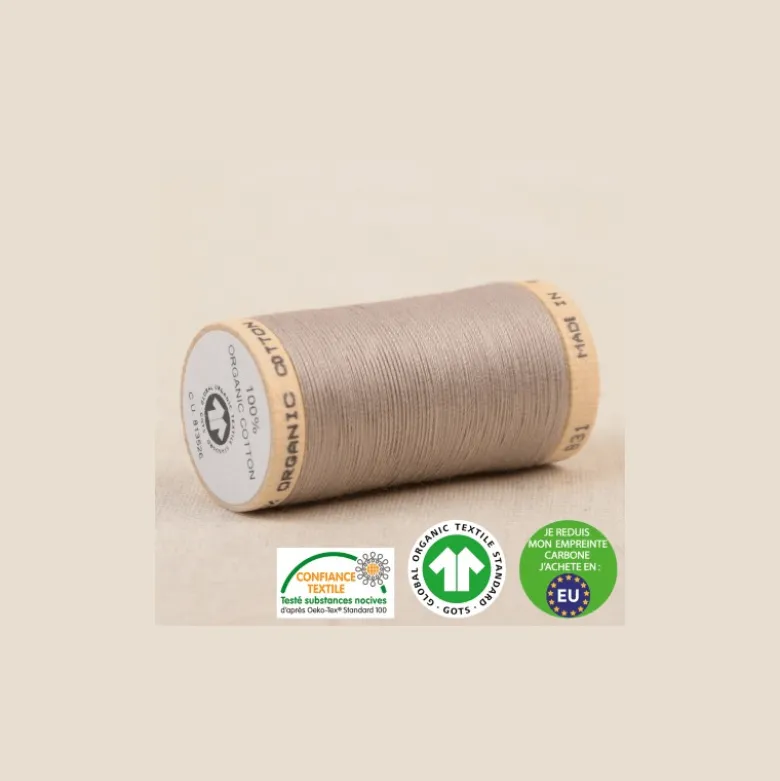 Fil à coudre Bio Gots 100% coton - 275 m - Taupe