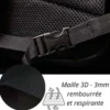 Filet 3d mesh noir rembourré et respirant - 3mm