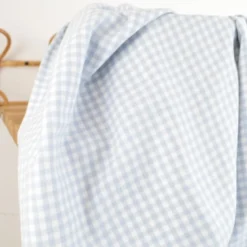 Flanelle motif Vichy petits carreaux bleu clair
