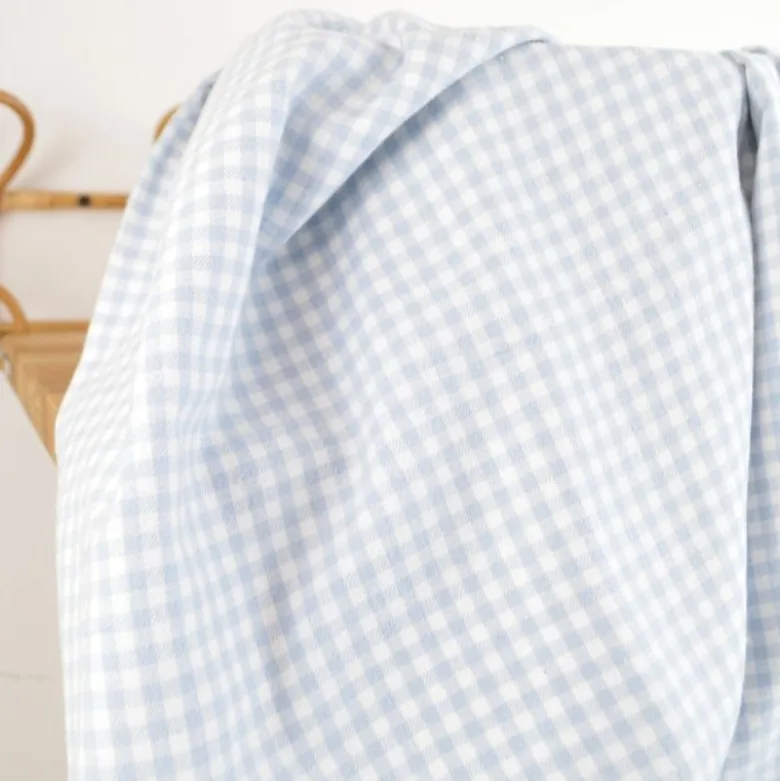 Flanelle motif Vichy petits carreaux bleu clair