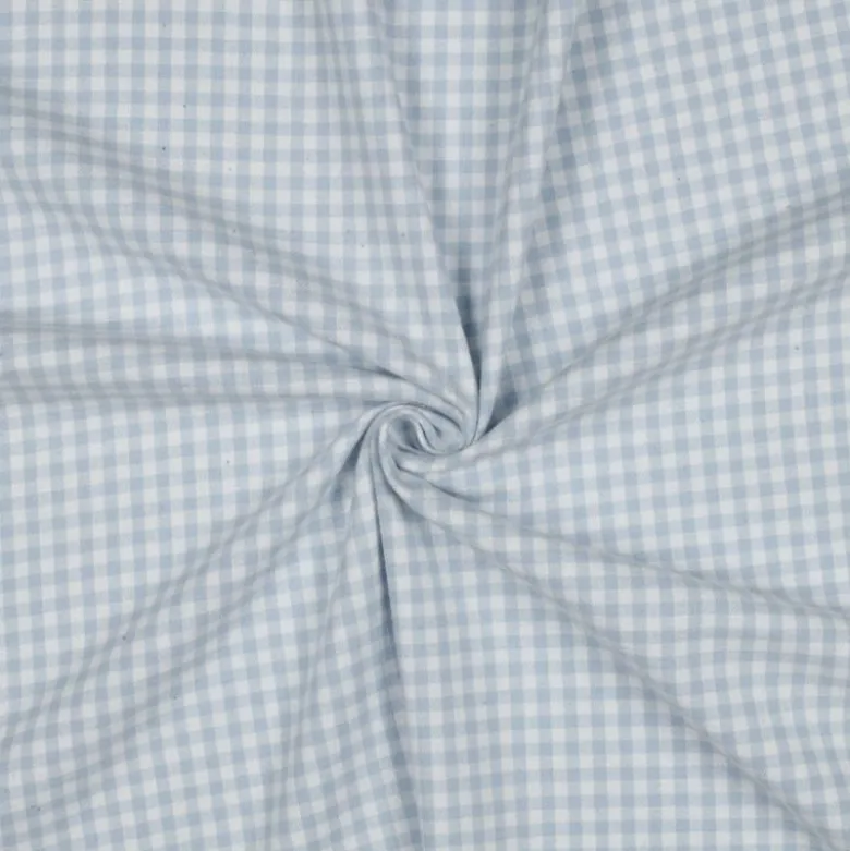 Flanelle motif Vichy petits carreaux bleu clair