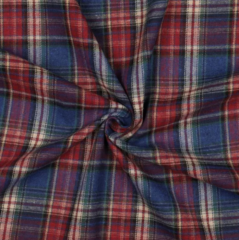 Flanelle Tartan Highland – Bleu & Rouge Traditionnel