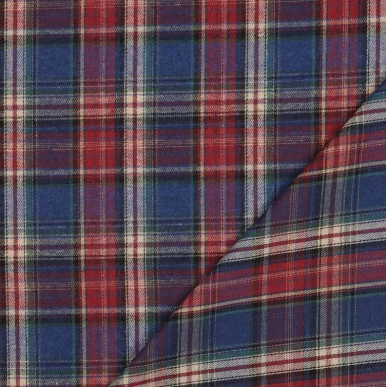 Flanelle Tartan Highland – Bleu & Rouge Traditionnel