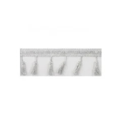Galon argent Pompons à Franges Lurex 40mm coloris argent