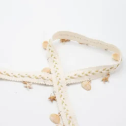 Galon décoratif à coquillages et étoiles de mer – Style bohème écru