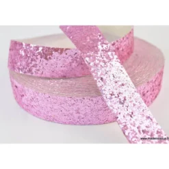 Galon Glitter à coudre 25 mm coloris Rose