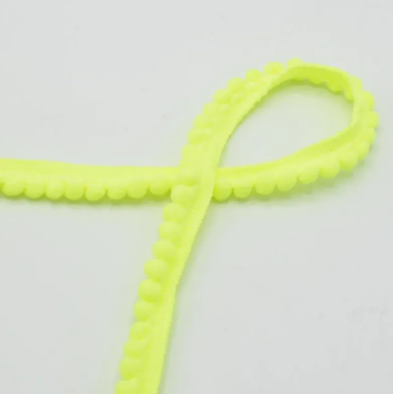 Galon mini pompons Jaune fluo - 6mm
