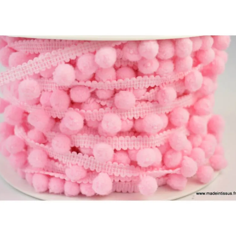 Galon PETITS POMPONS coloris Rose