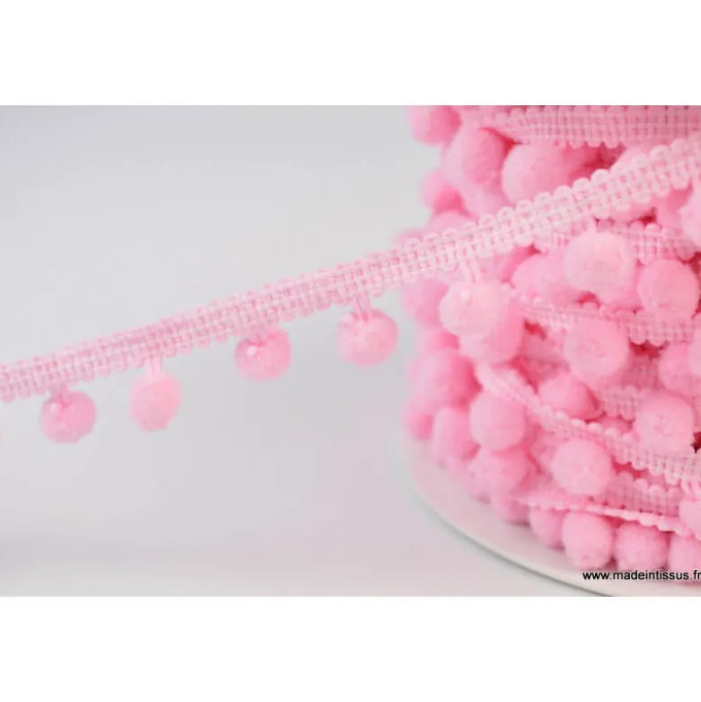 Galon PETITS POMPONS coloris Rose