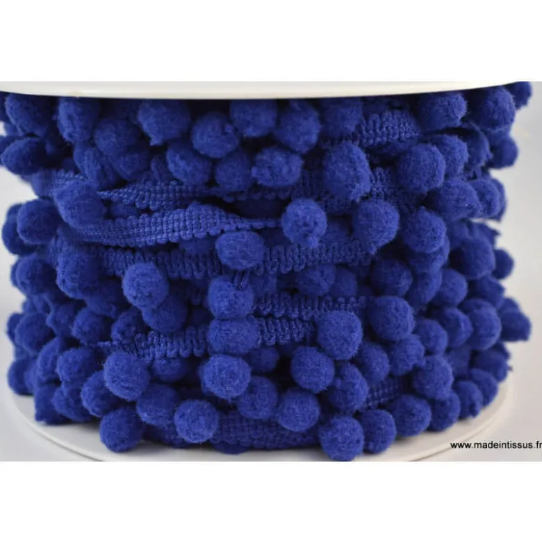 Galon PETITS POMPONS coloris bleu