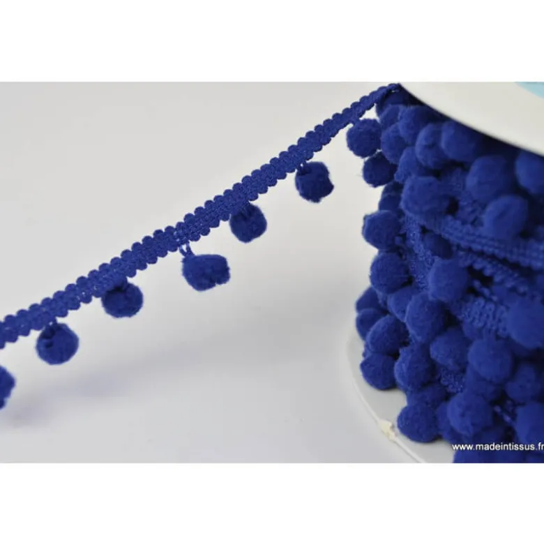 Galon PETITS POMPONS coloris bleu