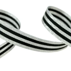 Galon Rayures Lurex Argent et Noir 15 mm