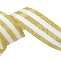 Galon Rayures Lurex Or et blanc 30 mm