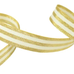 Galon Rayures Lurex Or et Ecru 15 mm