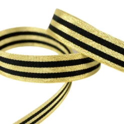 Galon Rayures Lurex Or et Noir 15 mm