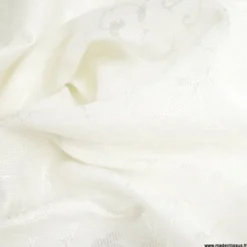 Jacquard dessin volutes de fleurs ivoire