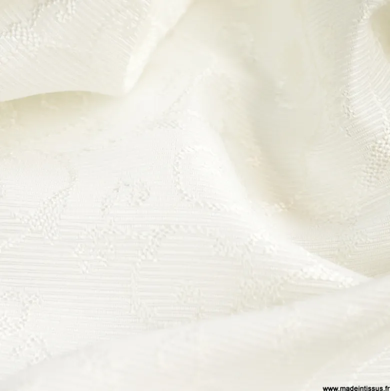 Jacquard dessin volutes de fleurs ivoire