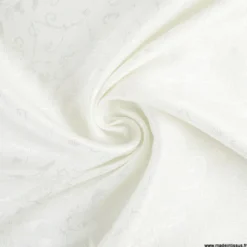 Jacquard dessin volutes de fleurs ivoire