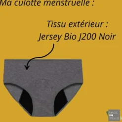 Jersey Bio exterieur coloris noir pour culottes menstruelles -OEKO TEX