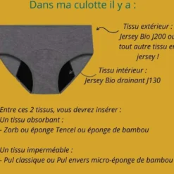 Jersey Bio exterieur coloris noir pour culottes menstruelles -OEKO TEX