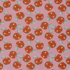 Jersey de coton motif pommes fond rose - OEKO TEX