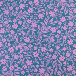 Jersey fleurs roses fond pétrole – Poppy Fabrics - OEKO TEX