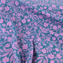 Jersey fleurs roses fond pétrole – Poppy Fabrics - OEKO TEX