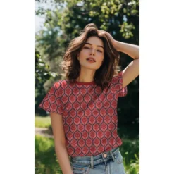 Jersey graphique ornements pétrole – Poppy Fabrics - OEKO TEX