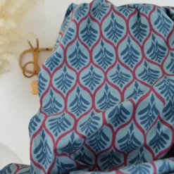 Jersey graphique ornements pétrole – Poppy Fabrics - OEKO TEX