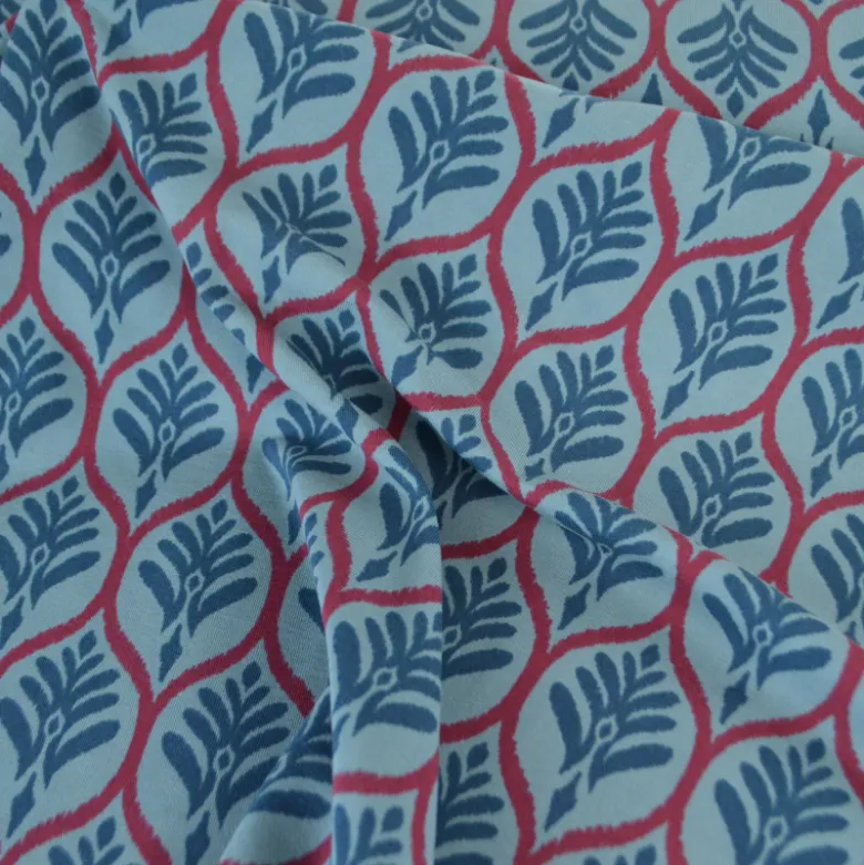 Jersey graphique ornements pétrole – Poppy Fabrics - OEKO TEX