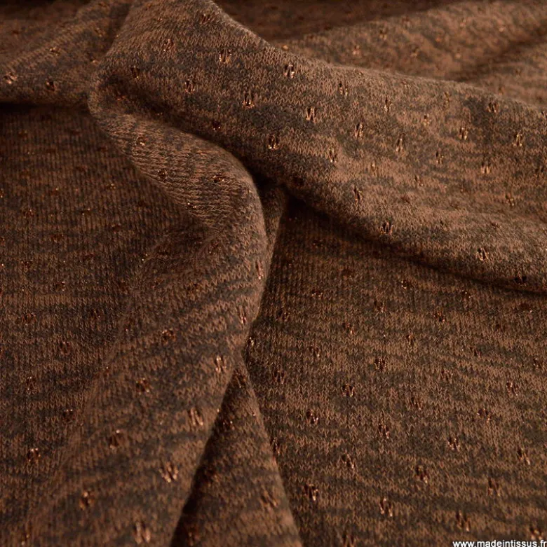 Jersey maille Lurex coloris chocolat