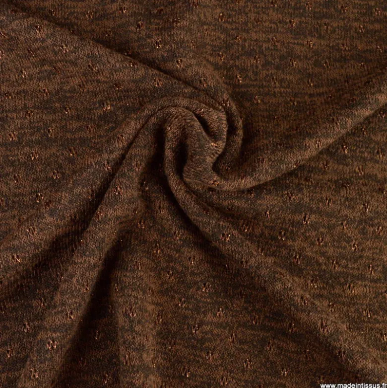 Jersey maille Lurex coloris chocolat